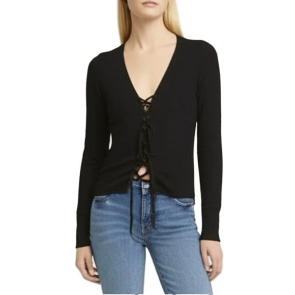 Pinque Black Lace Front Textured Sweater XXL - Picture 2 of 16